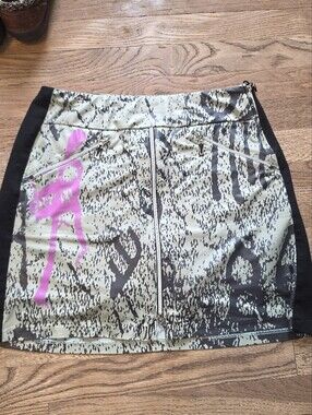 jamie sadock Olive and Black Mini Skirt with Pink Accent and Zips